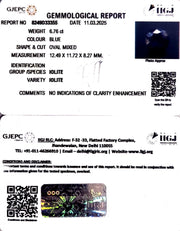 6.76/CT Natural Iolite With Govt. Lab Certificate